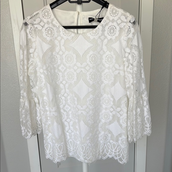 Karl Lagerfeld Tops - White Lace Top by Karl Lagerfeld